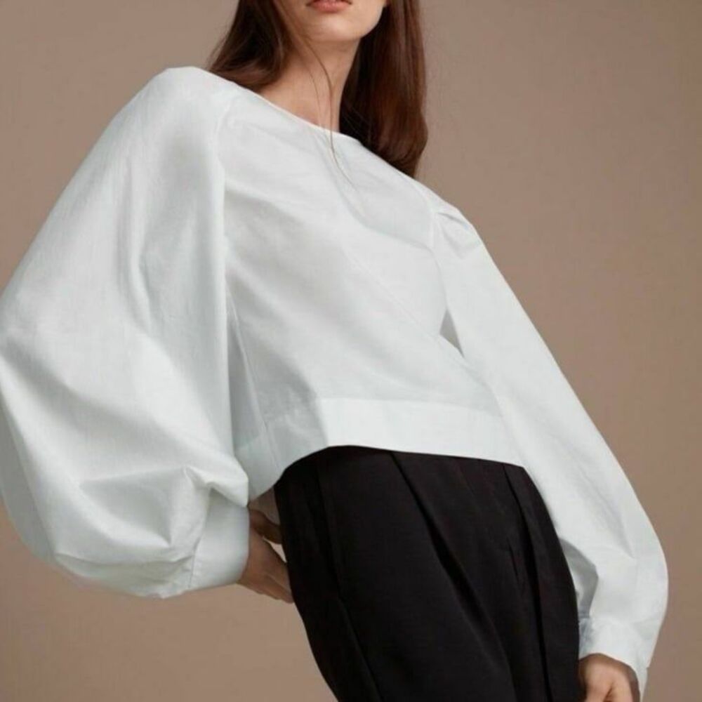 Aritzia Babaton Niki Cotton Puff Sleeve Blouse Size XXS